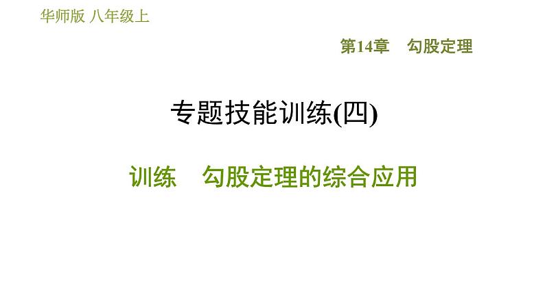 华师版八年级上册数学习题课件 第14章 专题技能训练(四) 训练 勾股定理的综合应用.第1页