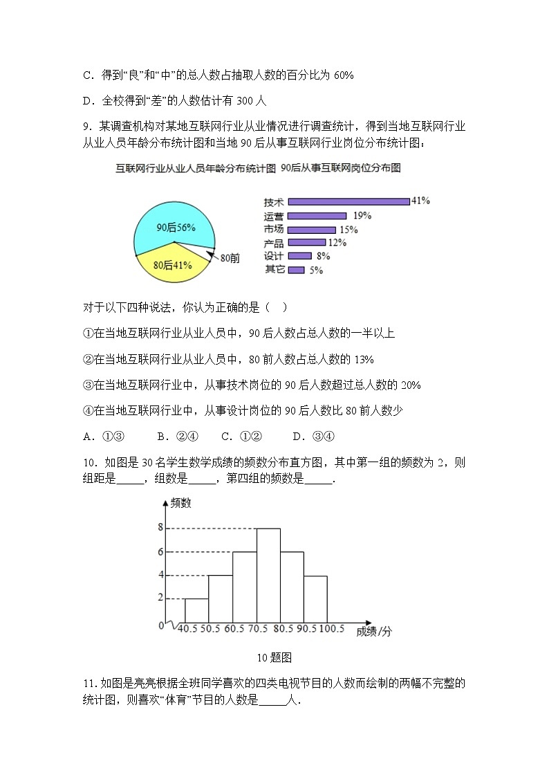 15.2.1扇形统计图-华东师大版八年级数学上册课堂限时训练03