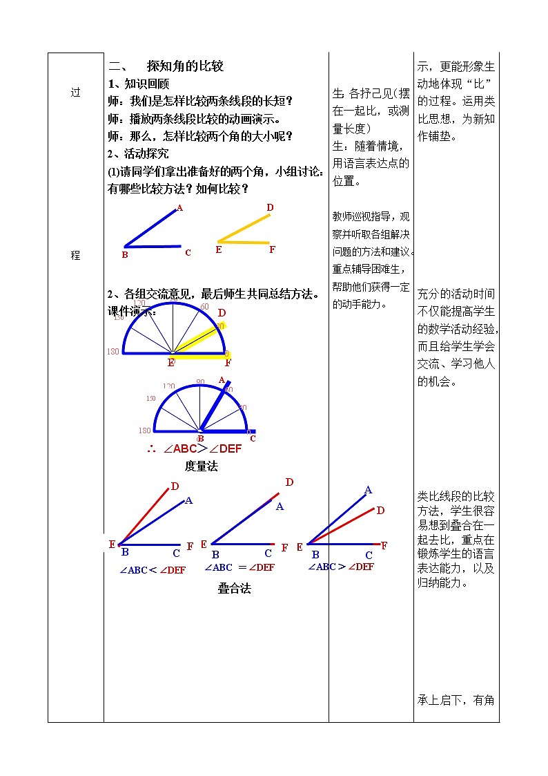 人教版数学七年级上册 4.3.2角的比较教案03