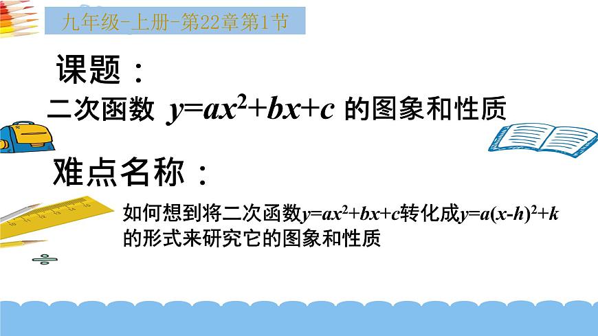 人教版九年級數(shù)學(xué)上冊《二次函數(shù) y=ax2+bx+c 的圖象和性質(zhì)》課件2第1頁