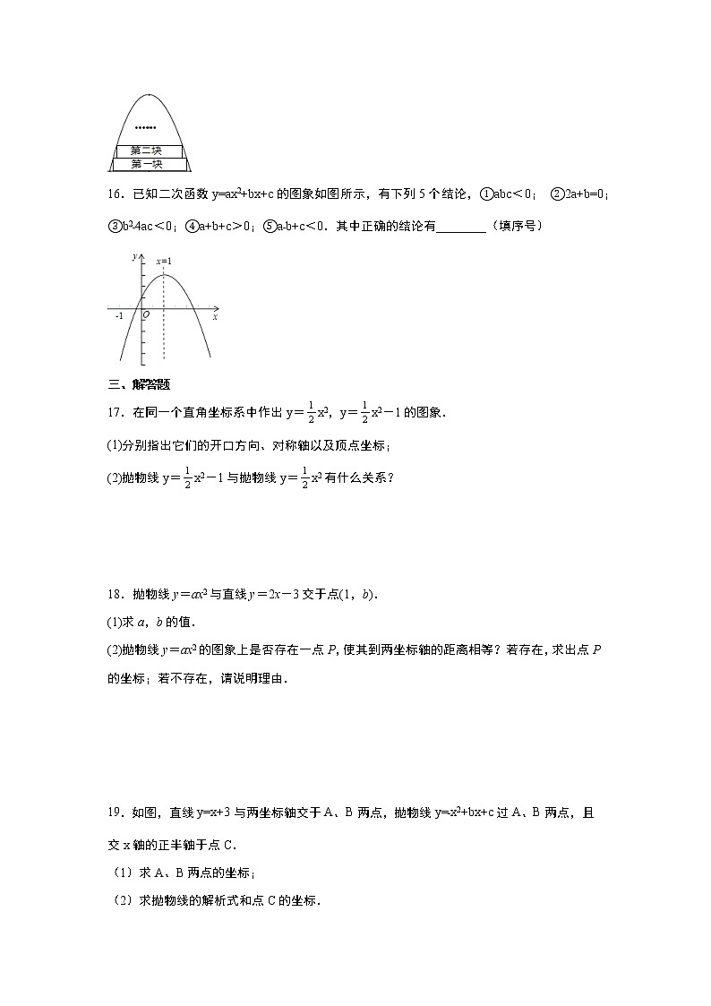 人教版2021年九年级上册第22章《二次函数》单元提升训练卷 word版,含答案03