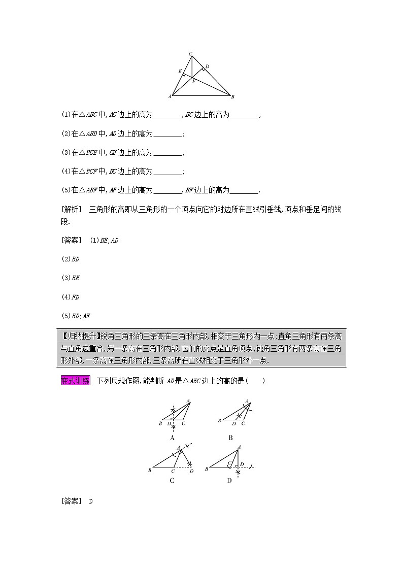 2021-2022学年人教版数学八年级上册11.1.2 三角形的高、中线与角平分线教案02