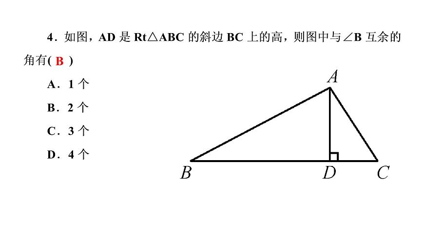 2021-2022學(xué)年人教版數(shù)學(xué)八年級上冊同步課時訓(xùn)練11.2.1 三角形的內(nèi)角第2課時 直角三角形的兩個銳角互課件PPT第6頁