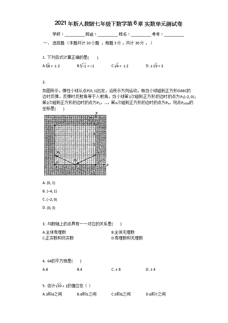 2021年新人教版七年级下数学第6章_实数单元测试卷01