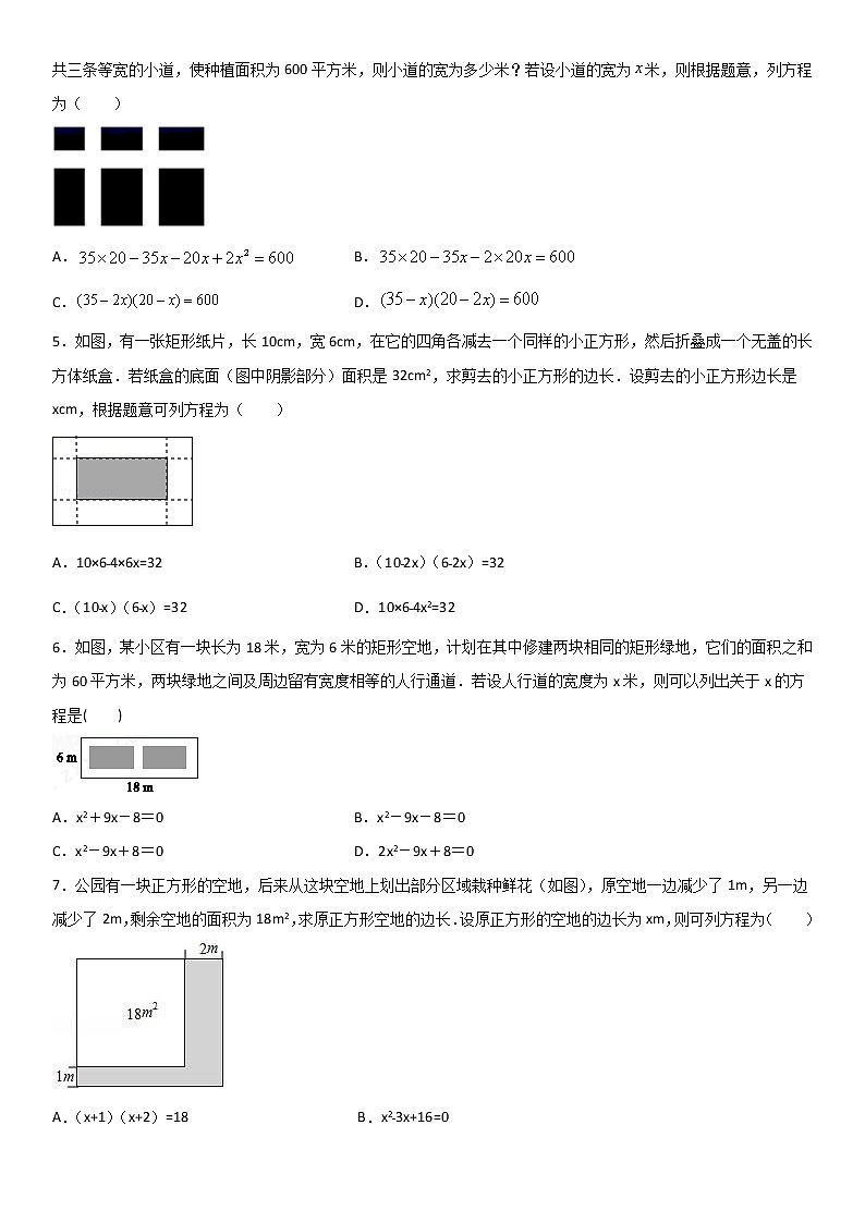 专题10 利用一元二次方程解决图形相关问题(原卷版)第2页