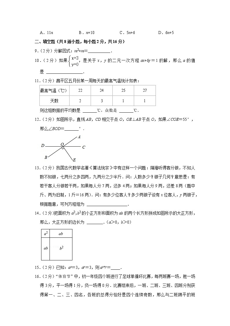 2020-2021學(xué)年北京市昌平區(qū)七年級(jí)（下）期末數(shù)學(xué)試卷第2頁(yè)