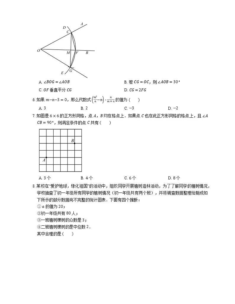 2020年北京市平谷区中考一模数学试题第2页