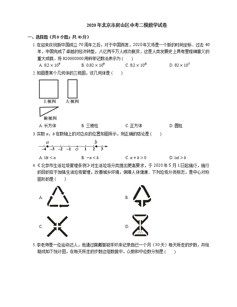 2020年北京市房山区中考二模数学试卷01