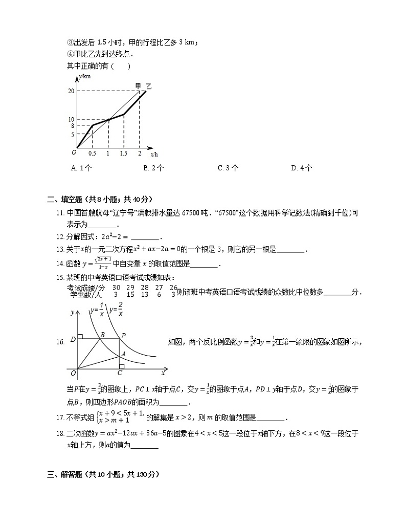 2019年江苏省苏州市高新区中考一模数学试卷02