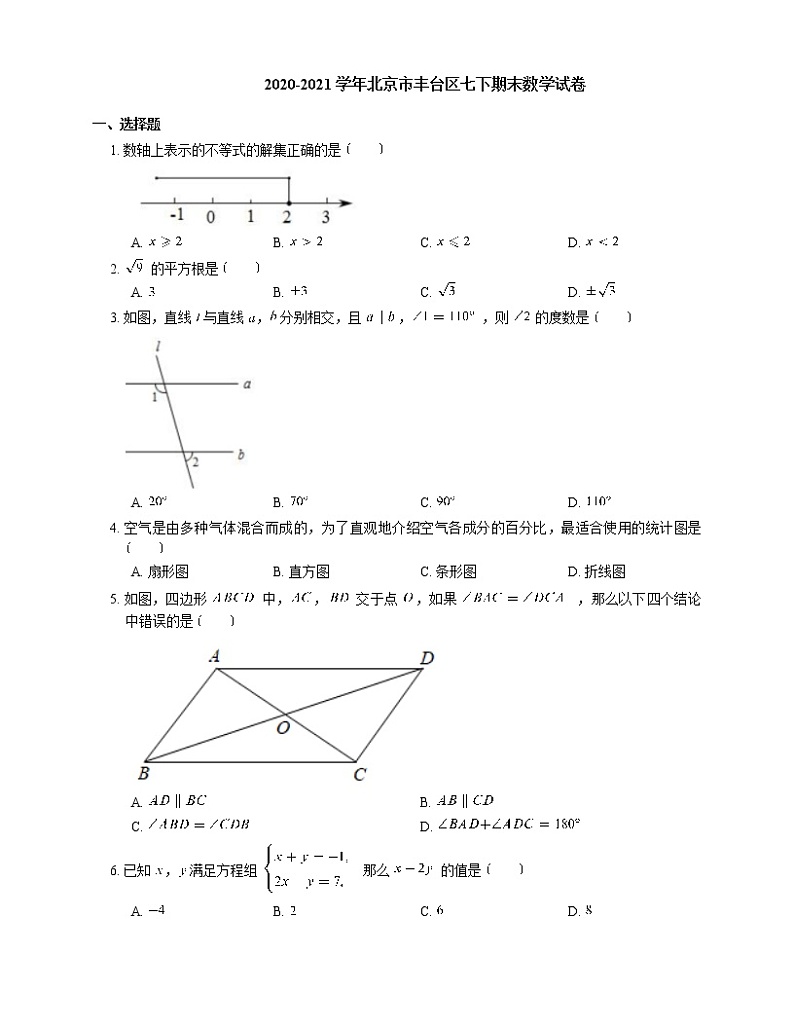 2020-2021学年北京市丰台区七下期末数学试卷第1页