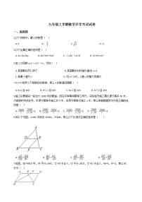 2020-2021年黑龙江省哈尔滨九年级上学期数学开学考试试卷