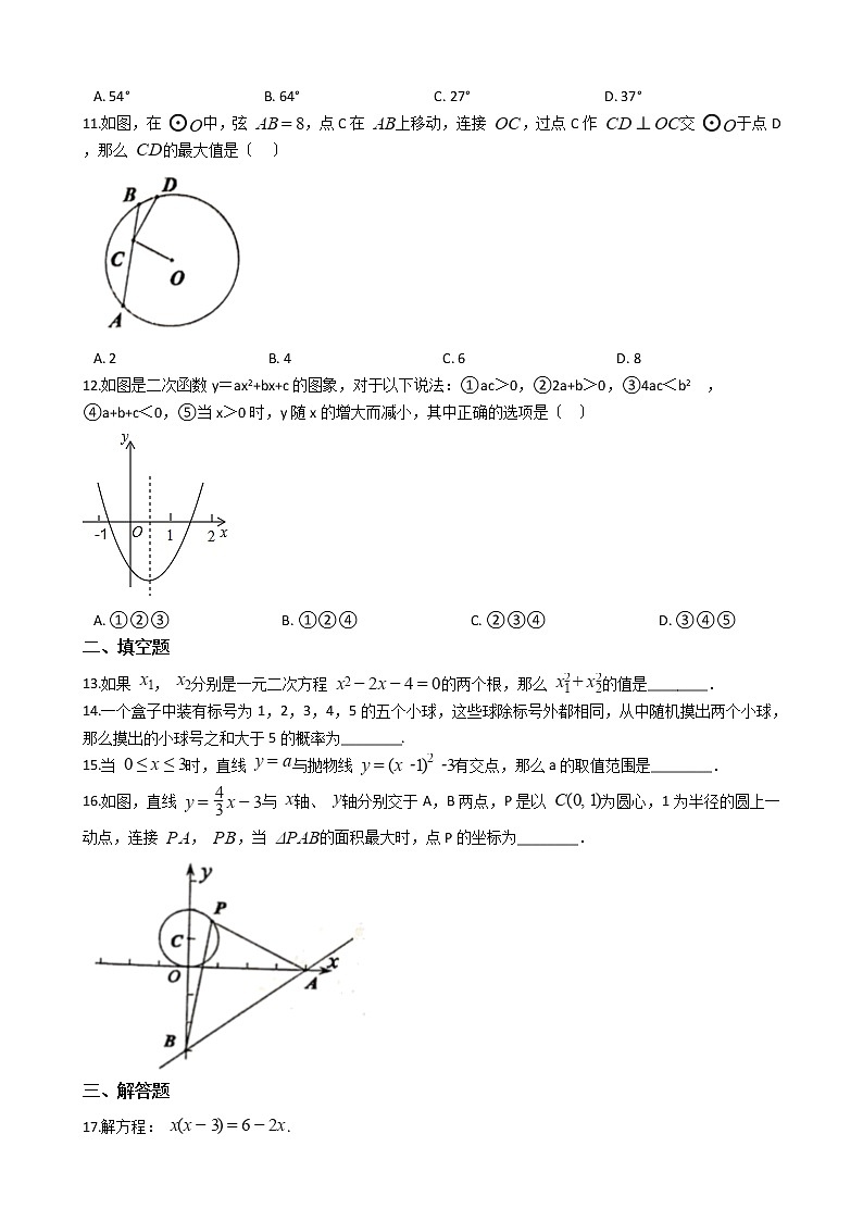 2020-2021年四川省泸州市九年级上学期数学第一次月考试卷及答案第2页
