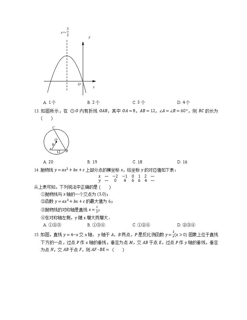 2019_2020學(xué)年濟(jì)南市長(zhǎng)清區(qū)九上期末數(shù)學(xué)試卷第3頁(yè)