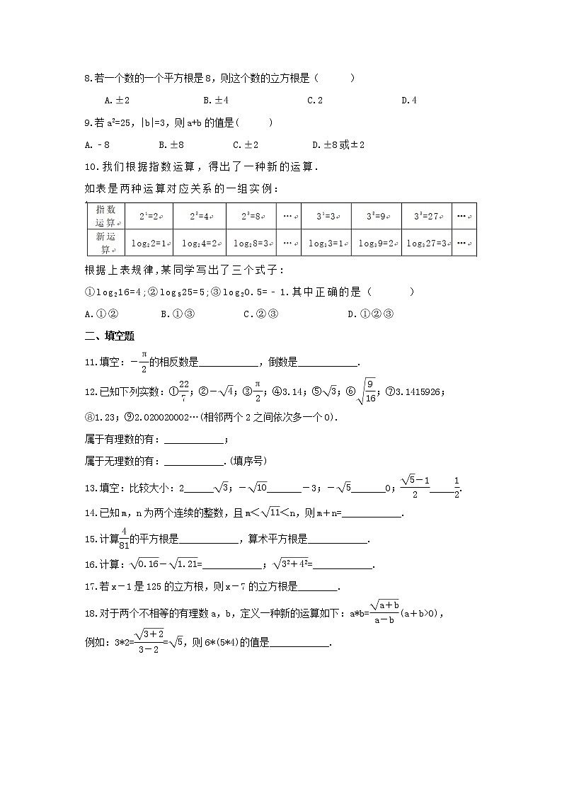 2021年浙教版数学七年级上册第3章《实数》单元检测卷(含答案)02