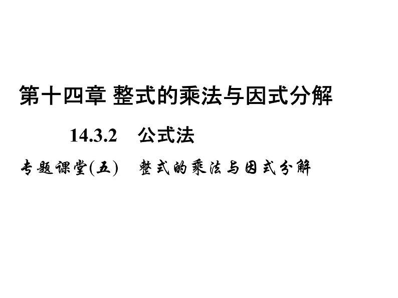 人教数学八上专题课堂(五) 整式的乘法与因式分解课件PPT01
