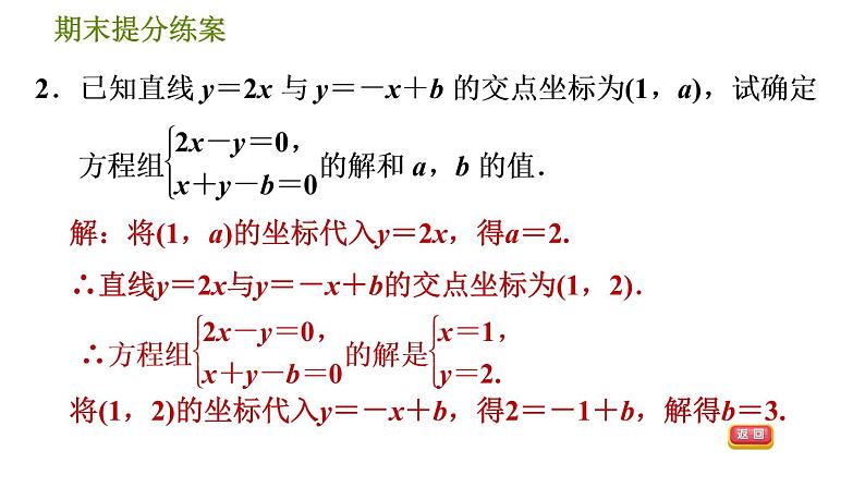 北师版八年级上册数学习题课件 期末提分练案 7.2 素养专项提升 专项1 二元一次方程(组)与一次函数应用的四种常见题型04