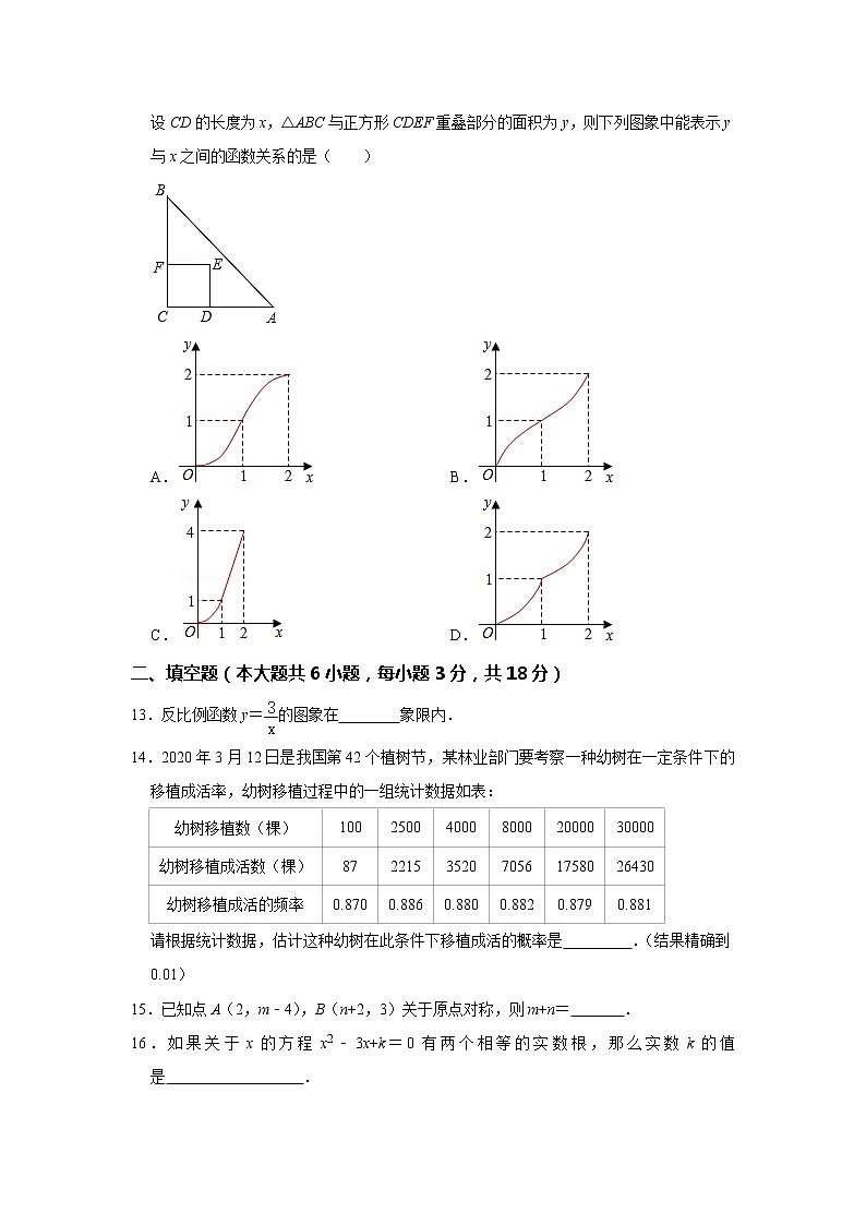 广西钦州市灵山县2020-2021学年九年级上学期期末数学试卷(word版含答案)第3页
