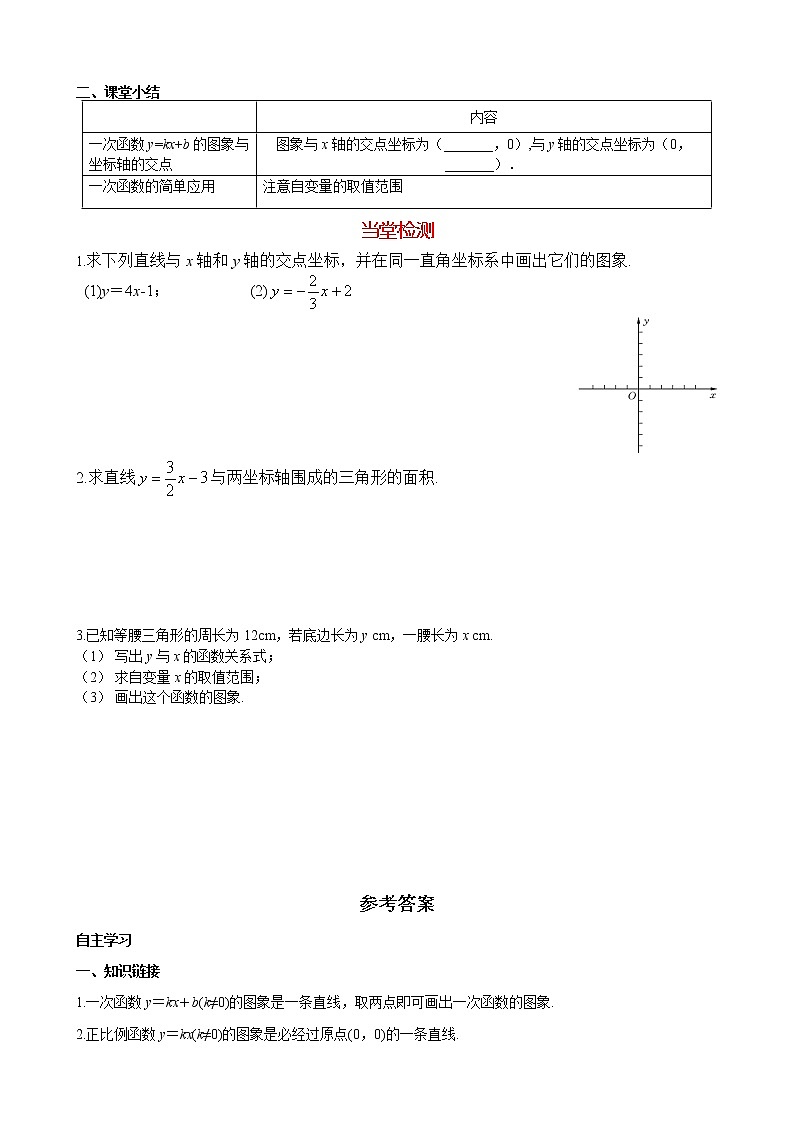 华师大版 初中 数学 八年级(下册) 17.3.2 第2课时 一次函数图象的简单应用学案03