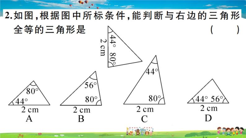 人教版八年级上册习题课件第十二章 全等三角形12.2 第3课时 “角边角”“角角边”04