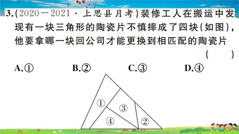 人教版八年级上册习题课件第十二章 全等三角形12.2 第3课时 “角边角”“角角边”05