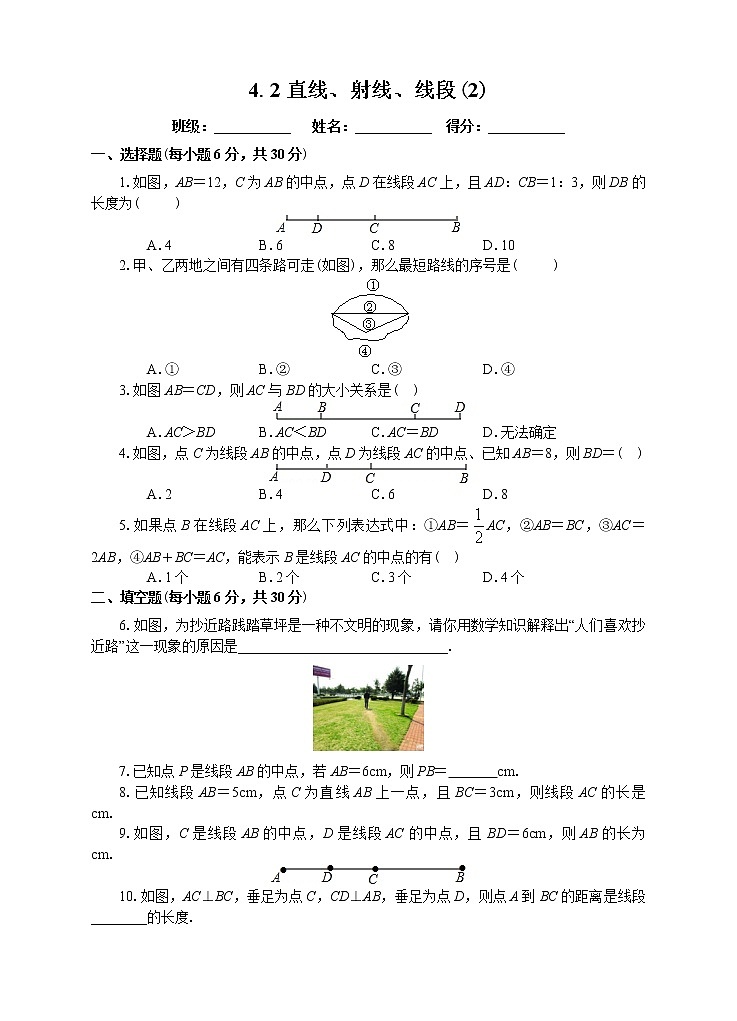 4.2直线、射线、线段(2)(课件+教案+练习)01