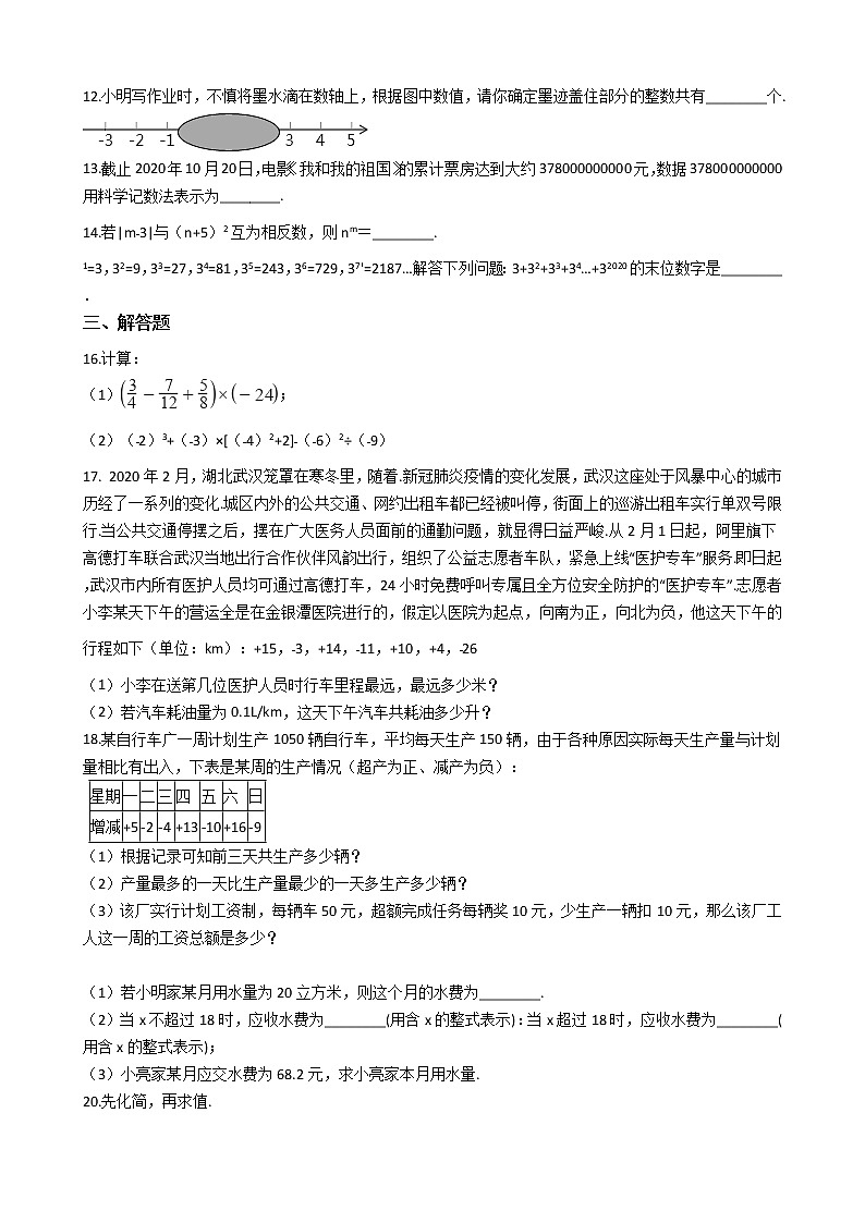 2021年河南省濮阳市七年级上学期数学期中考试试卷附答案第2页