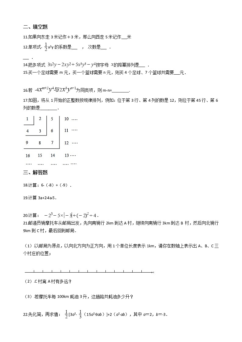 2021年广东省江门市七年级上学期数学期中试卷附答案第2页