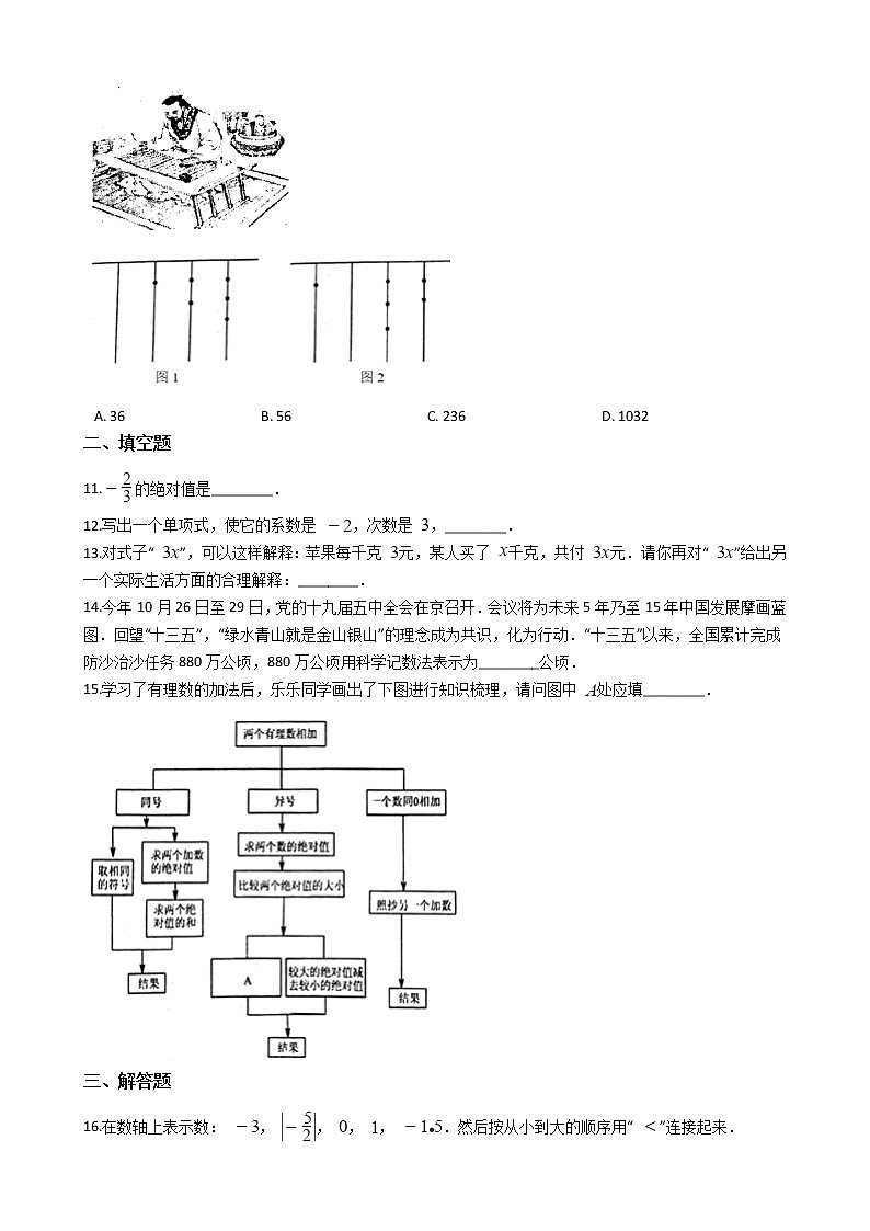 2021年山西省孝义市七年级上学期数学期中试卷附答案第2页