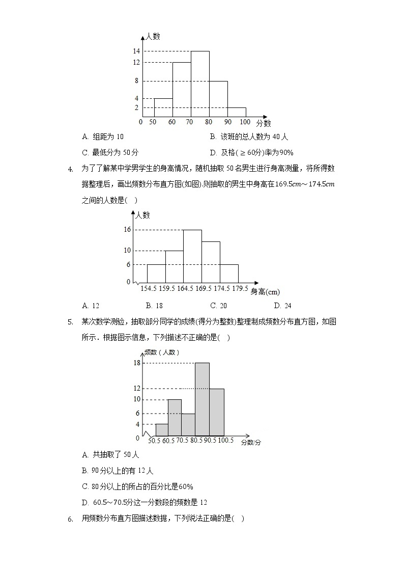 5.2频数直方图  同步练习 湘教版初中数学八年级下册02