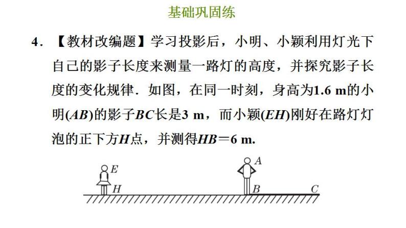 冀教版九年级下册数学 第32章 32.1 投影 习题课件07