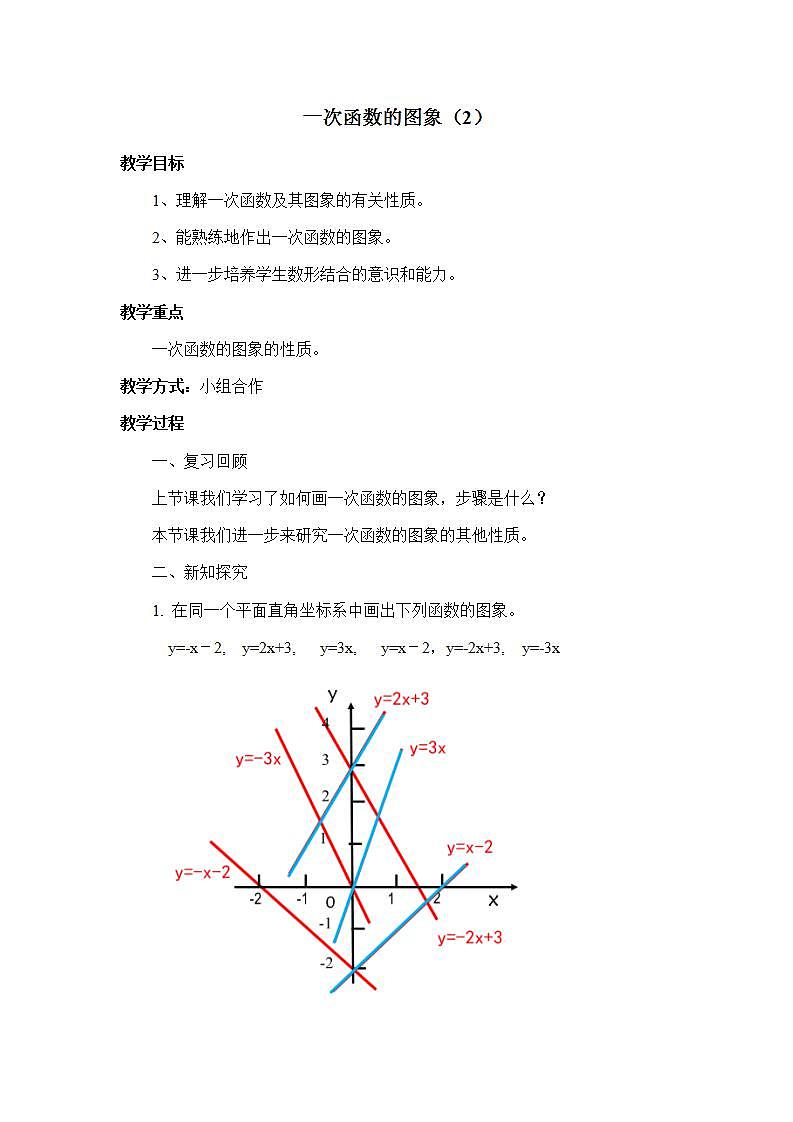苏科版八年级数学上册 6.3 一次函数的图像(2)(教案)第1页