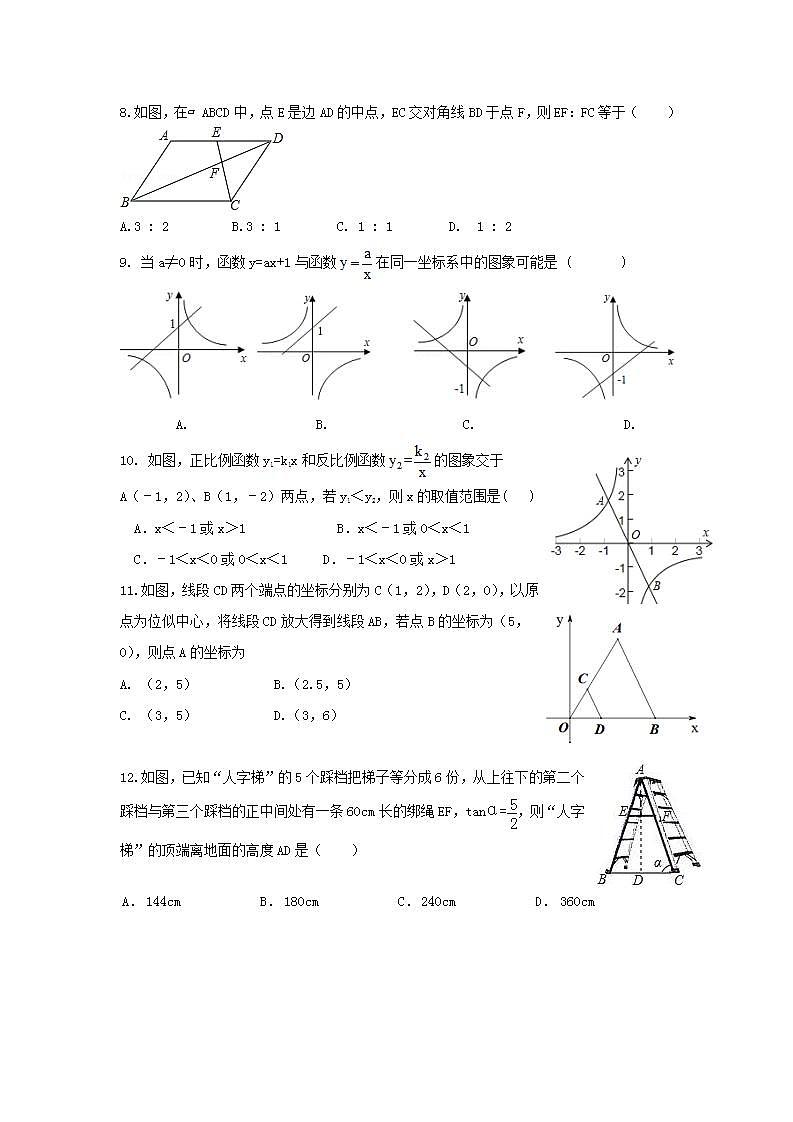 北师大版数学九年级上册期中模拟试卷06(含答案)第2页