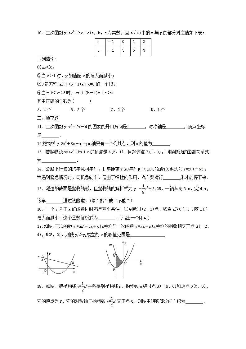 人教版九年级上册《二次函数》单元质量检测卷05(含答案)第2页