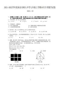 江苏省南京市树人中学2021-2022学年九年级上学期10月月考数学【试卷+答案】