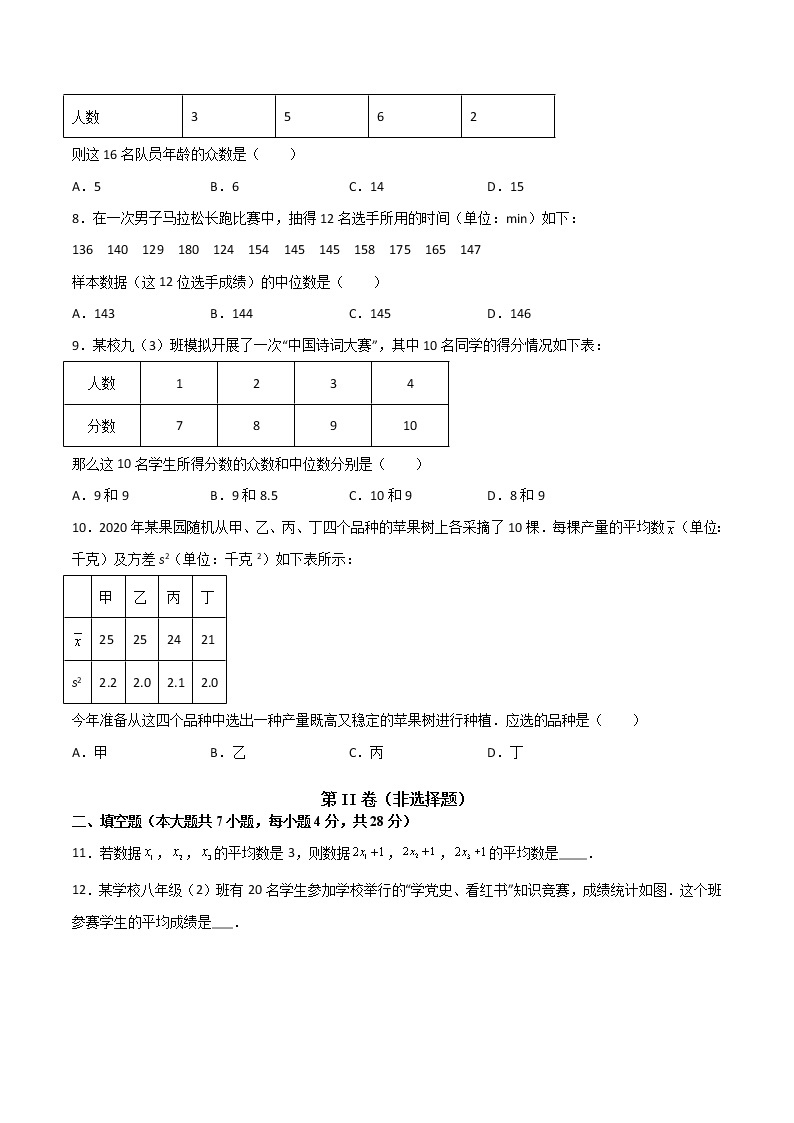 第六章《数据的分析》检测卷八年级数学上学期同步单元检测北师大版（解析版）02