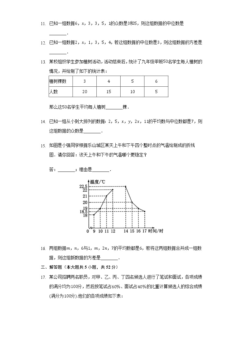 第六章 数据的分析单元测试卷 2021-2022学年北师大版数学八年级上册（word版含答案）03