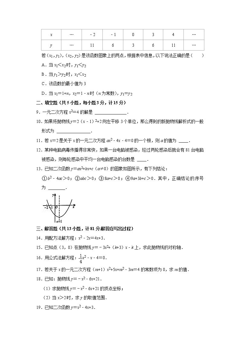 陕西省渭南市韩城市新城区第四初级中学2021-2022学年九年级上学期第一次段考数学【试卷+答案】02