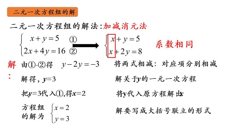 华师大版数学七下 7.2 二元一次方程组解法 课件PPT+练习08