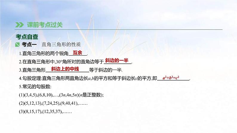 (广西版)中考数学总复习课件23《直角三角形与勾股定理》(含答案)第3页