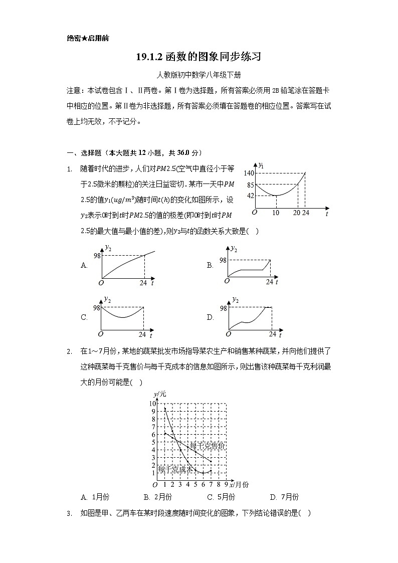 19.1.2函数的图象 同步练习 人教版初中数学八年级下册01
