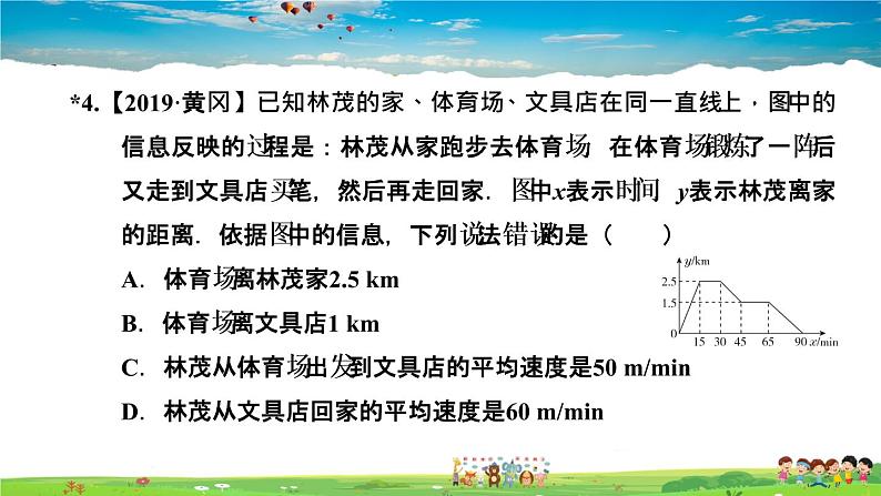 北师大版数学七年级下册 第三章 变量之间的关系 3.3.2折线型图象表示的变量间关系【习题课件】06