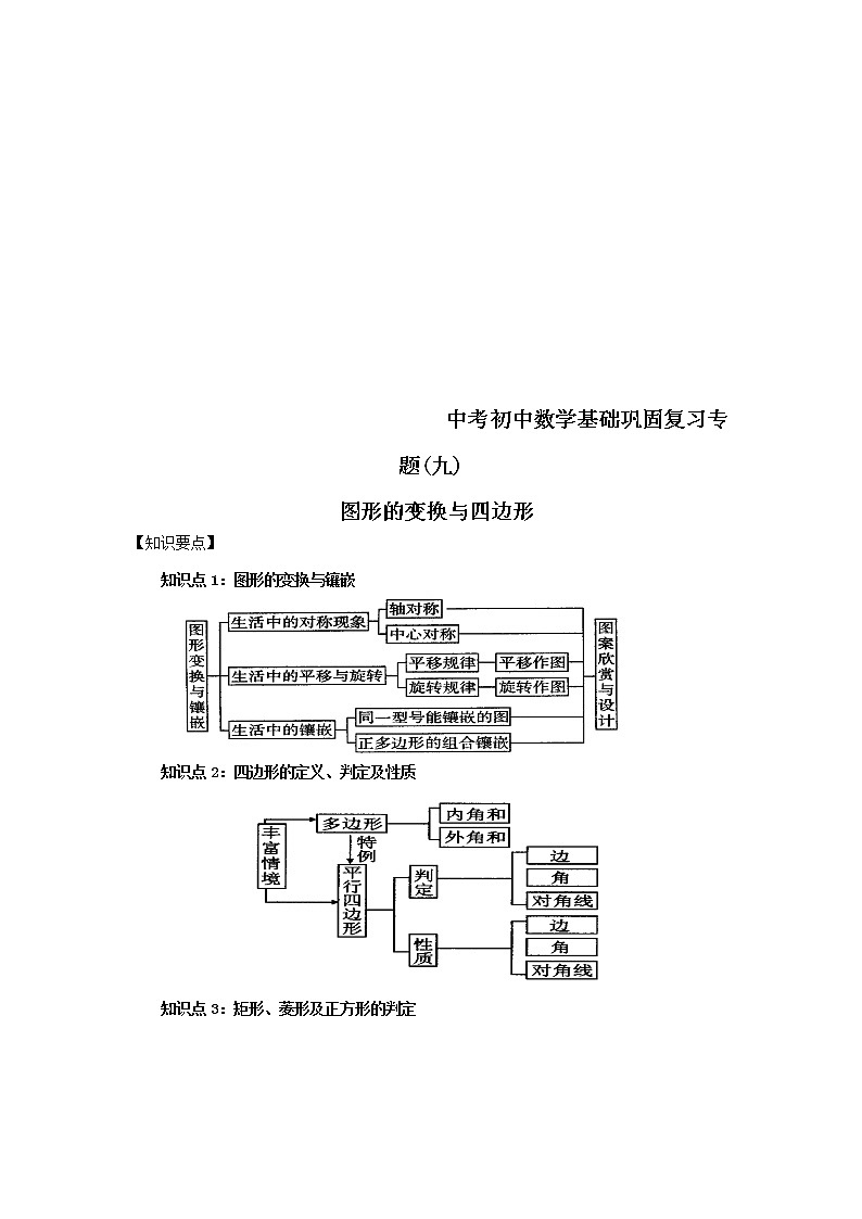 2022年中考数学基础巩固专题复习(九)图形的变换与四边形 (含答案)第1页