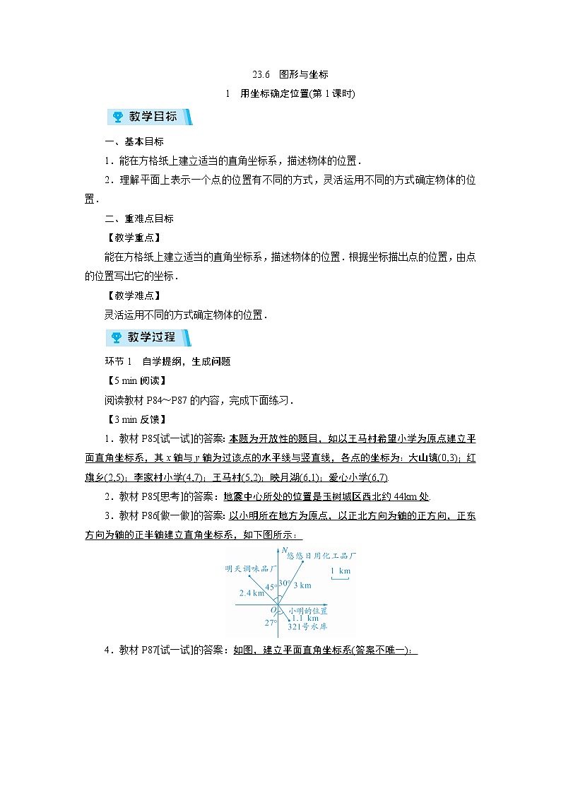 2021-2022学年度华师版九年级数学上册教案 23.6  图形与坐标(2课时)01