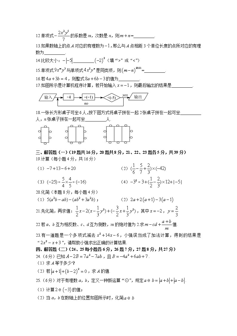 甘肃省定西市临洮县2021-2022学年七年级上学期期中数学试题第2页