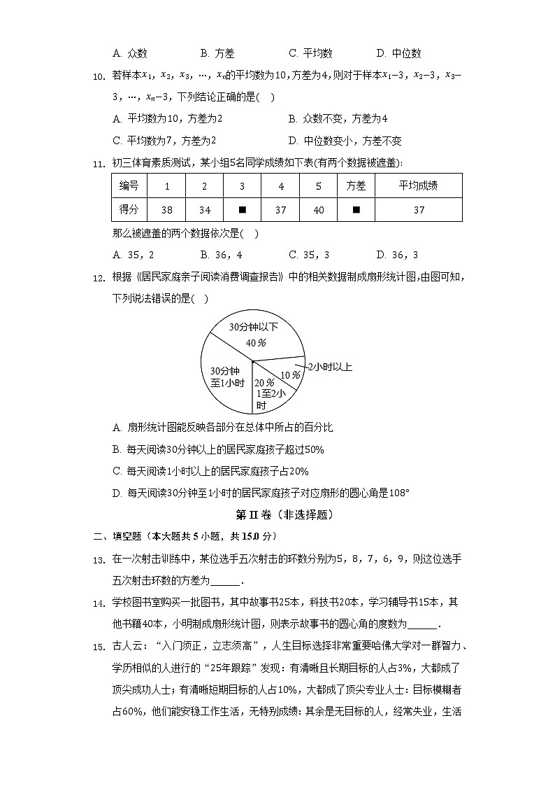 北师大版初中数学八年级上册第六单元《数据的分析》单元测试卷03