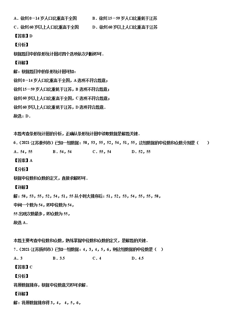 专题06 统计（解析版）-2021年中考数学真题分项汇编03