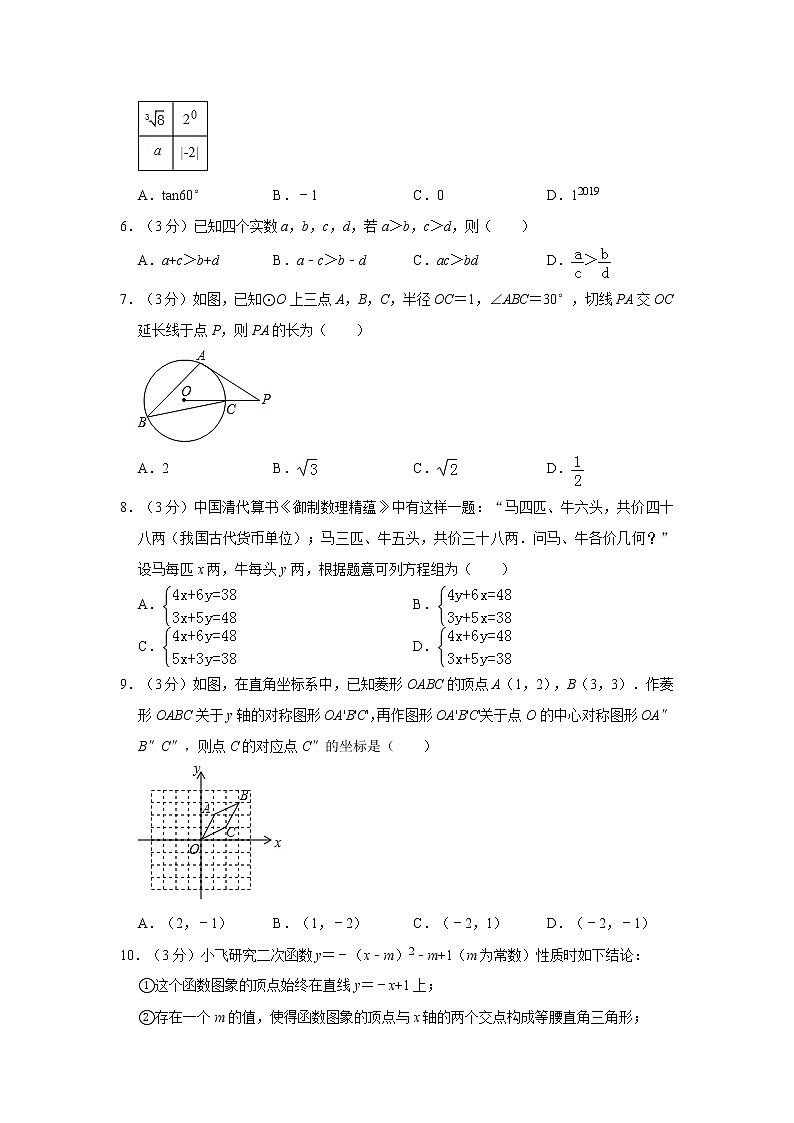 2019年人教版浙江省嘉兴市中考数学试卷及答案解析第2页