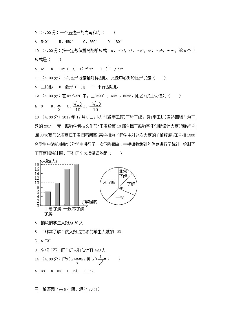 【中考真题】2018年中考数学真题 云南省省(含解析)02