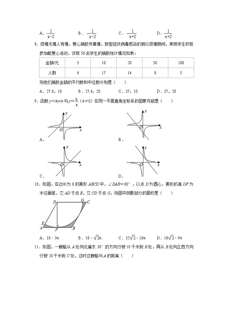 【中考真题】2021年山东省济南市商河县清华园学校中考数学模拟试卷(26)(含答案解析)第2页