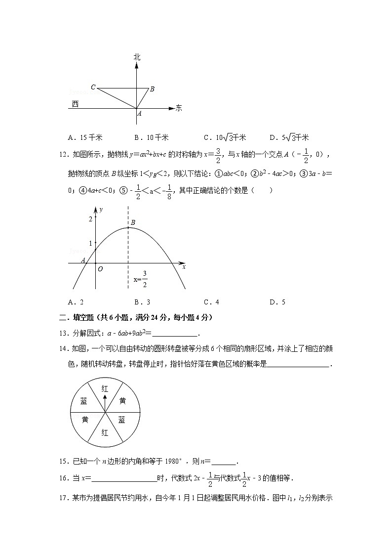 【中考真题】2021年山东省济南市商河县清华园学校中考数学模拟试卷(26)(含答案解析)第3页